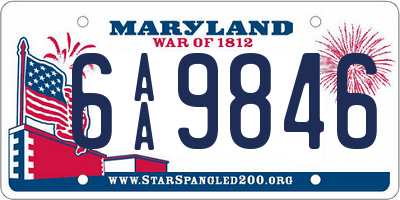 MD license plate 6AA9846