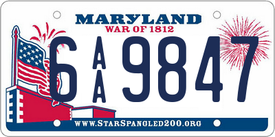 MD license plate 6AA9847