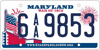 MD license plate 6AA9853