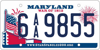 MD license plate 6AA9855