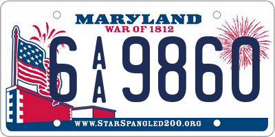 MD license plate 6AA9860