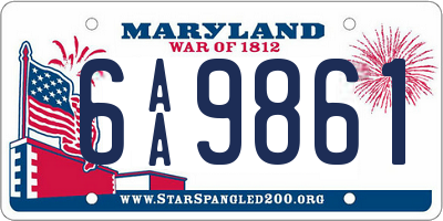 MD license plate 6AA9861