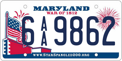 MD license plate 6AA9862