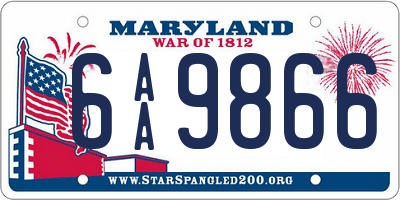 MD license plate 6AA9866