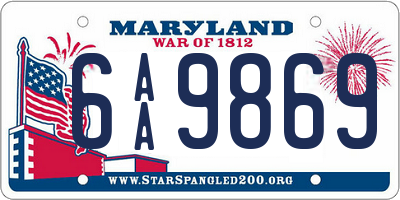 MD license plate 6AA9869