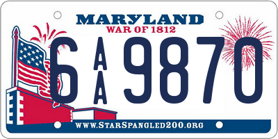 MD license plate 6AA9870