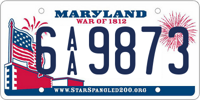 MD license plate 6AA9873