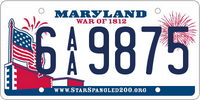 MD license plate 6AA9875