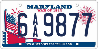 MD license plate 6AA9877