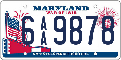 MD license plate 6AA9878