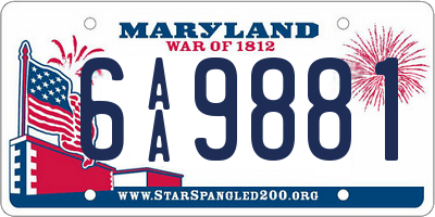 MD license plate 6AA9881