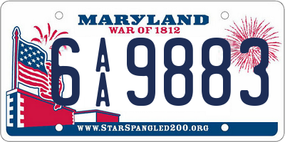 MD license plate 6AA9883