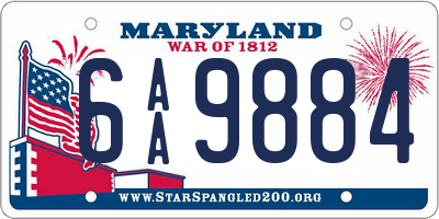 MD license plate 6AA9884