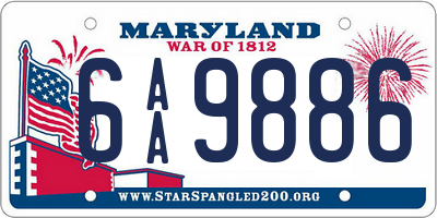 MD license plate 6AA9886