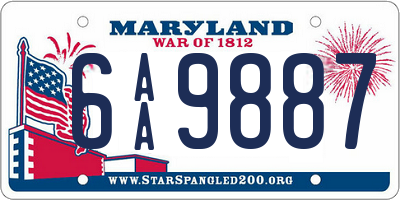 MD license plate 6AA9887