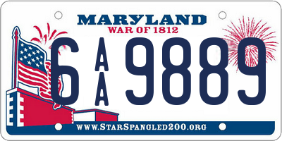 MD license plate 6AA9889