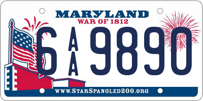 MD license plate 6AA9890