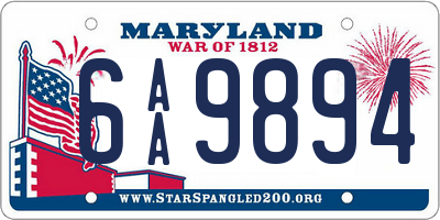 MD license plate 6AA9894