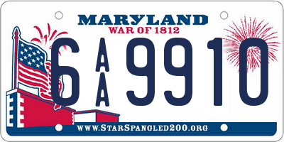 MD license plate 6AA9910