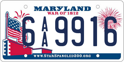 MD license plate 6AA9916