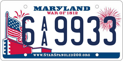 MD license plate 6AA9933