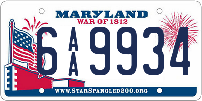 MD license plate 6AA9934