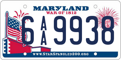 MD license plate 6AA9938
