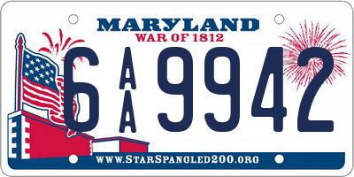 MD license plate 6AA9942