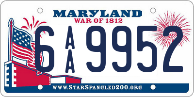 MD license plate 6AA9952