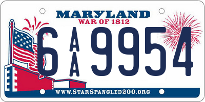 MD license plate 6AA9954