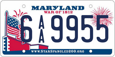 MD license plate 6AA9955