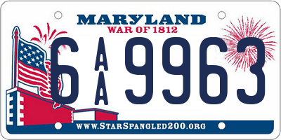 MD license plate 6AA9963