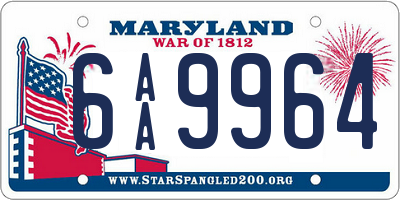 MD license plate 6AA9964