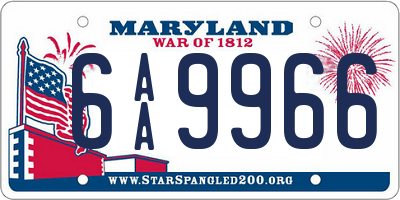 MD license plate 6AA9966