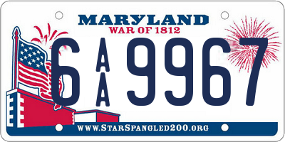 MD license plate 6AA9967