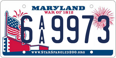 MD license plate 6AA9973