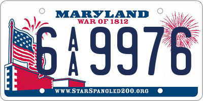 MD license plate 6AA9976