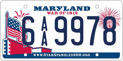 MD license plate 6AA9978