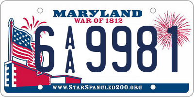 MD license plate 6AA9981