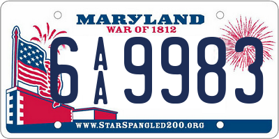 MD license plate 6AA9983