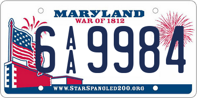 MD license plate 6AA9984