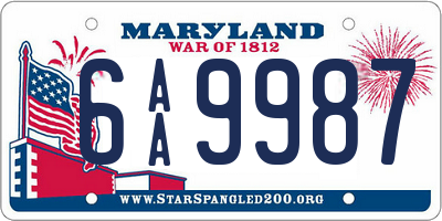 MD license plate 6AA9987