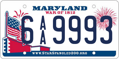 MD license plate 6AA9993