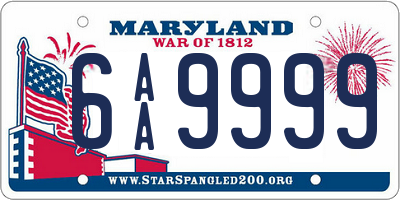 MD license plate 6AA9999