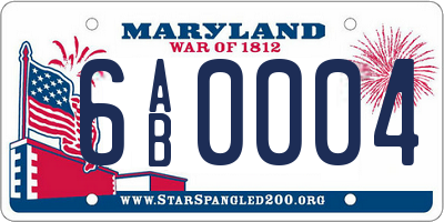 MD license plate 6AB0004