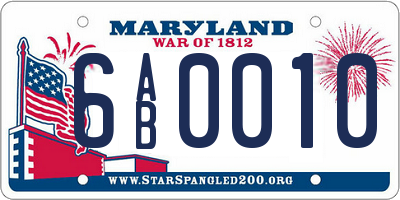 MD license plate 6AB0010
