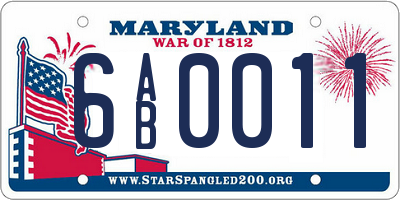 MD license plate 6AB0011