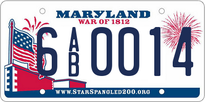 MD license plate 6AB0014