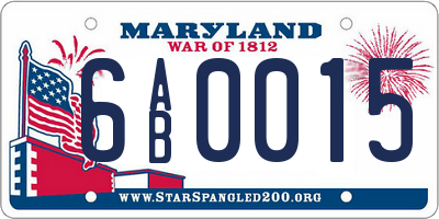 MD license plate 6AB0015