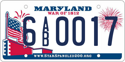 MD license plate 6AB0017